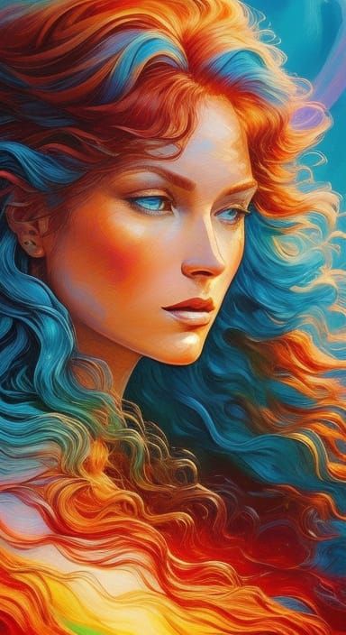 Woman With Voluminous Curly Hair in Sunlit Studio