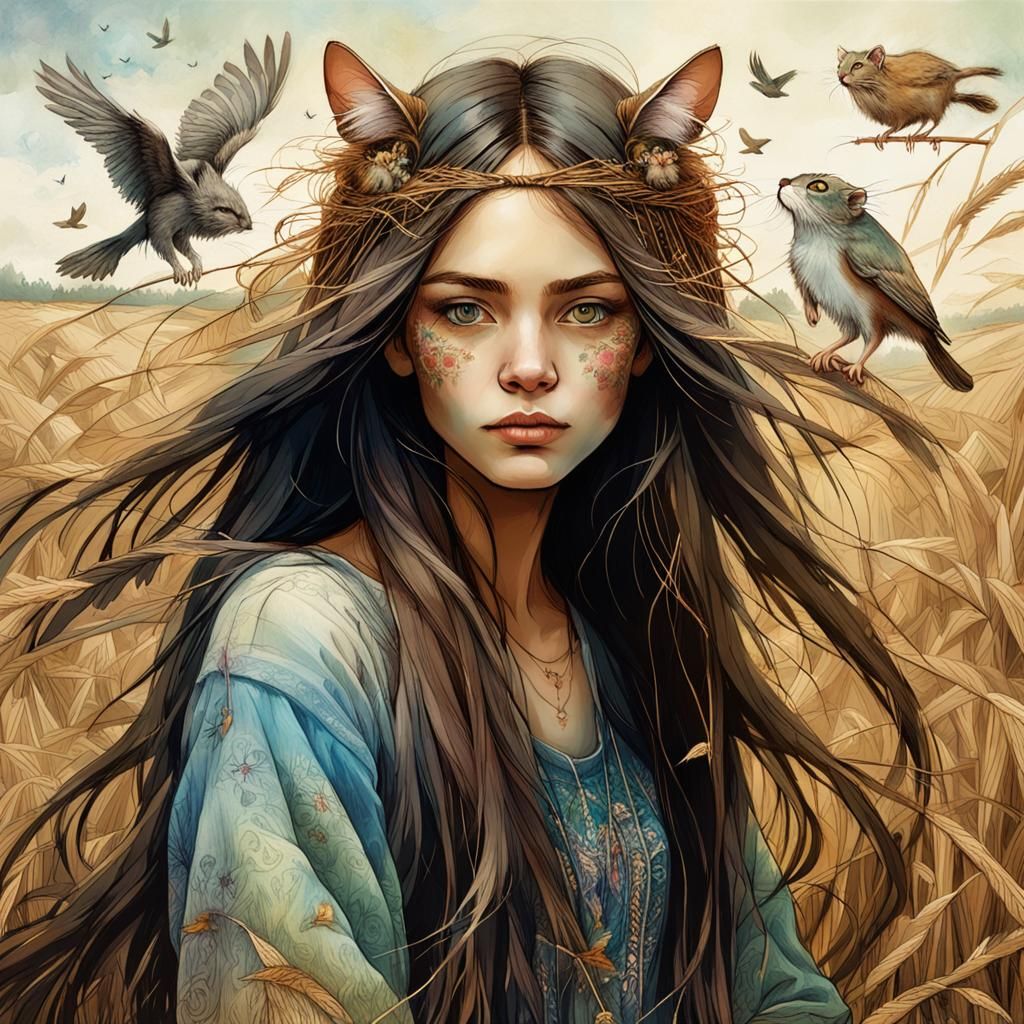 Girl in the hayfield