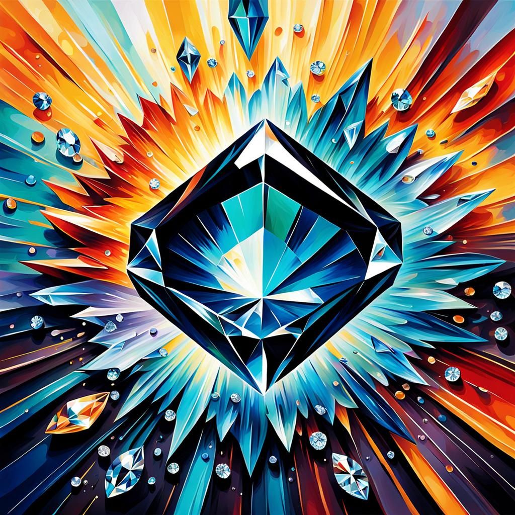 Abstract Diamond Painting in Complementary Colors