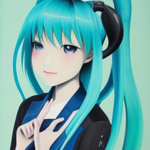 Hatsune Miku: Detailed Gouache Painting