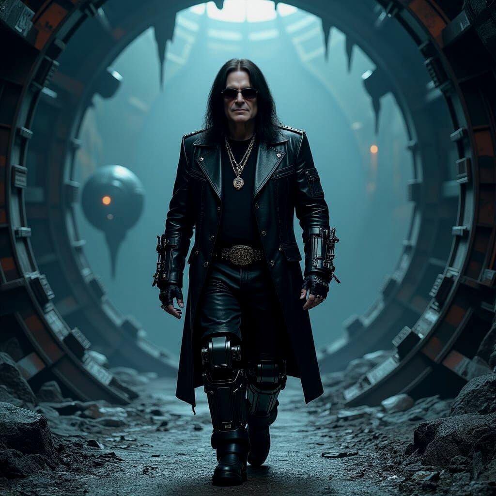 Ozzy Osbourne with Titanium Exoskeleton in Giger Style
