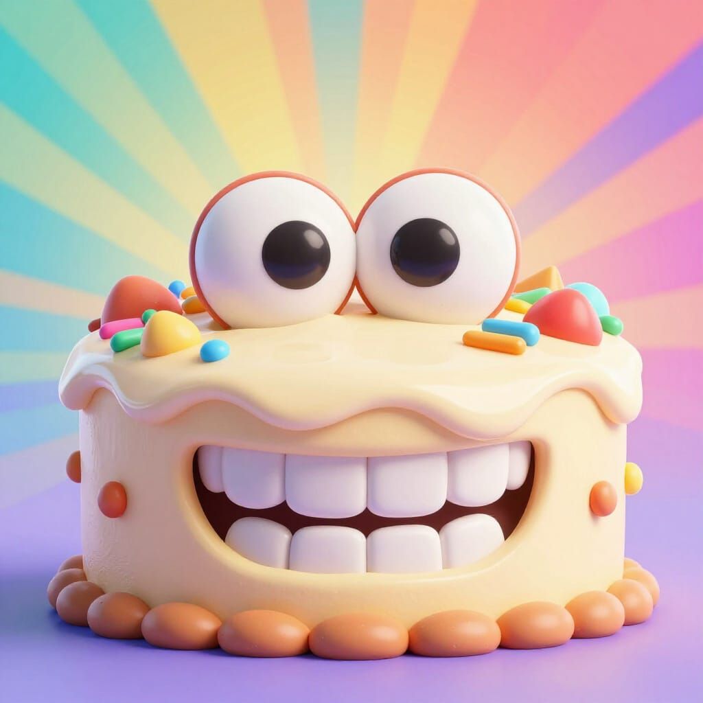 Whimsical Cartoon Cake with Friendly Teeth