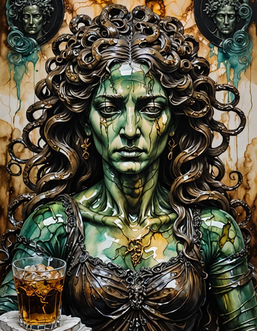 Weeping Medusa Portrait in Renaissance Style