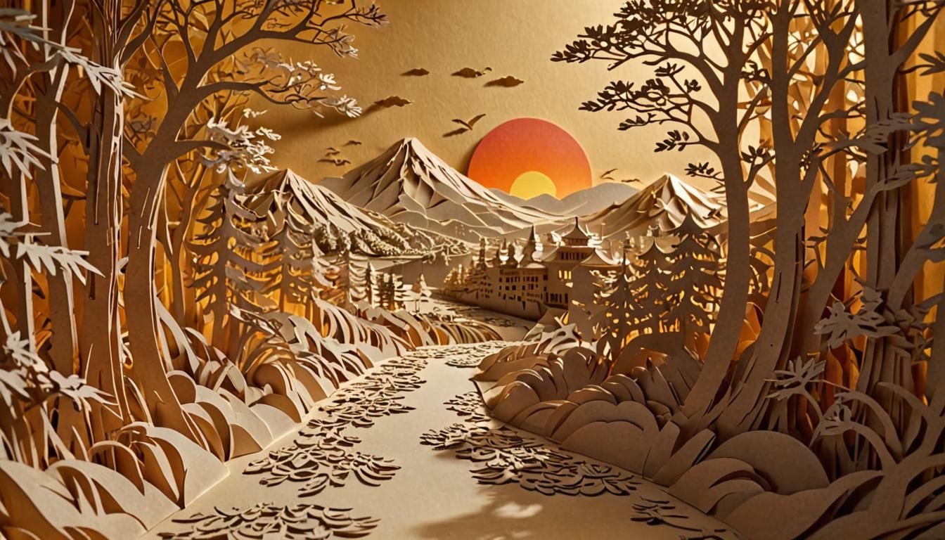 Dramatic Kirigami Paper Art of the Rising Sun