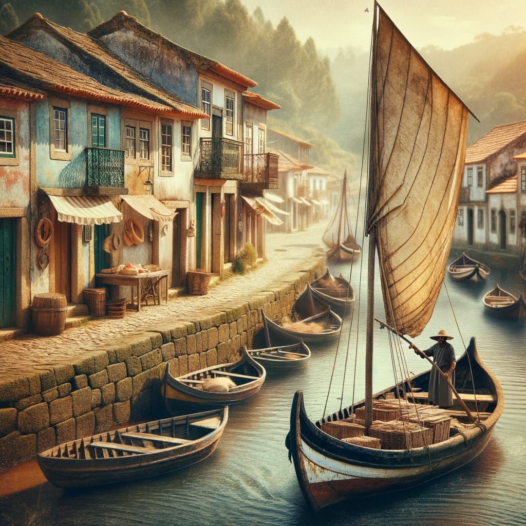 Charming Portuguese Fishing Village Scene