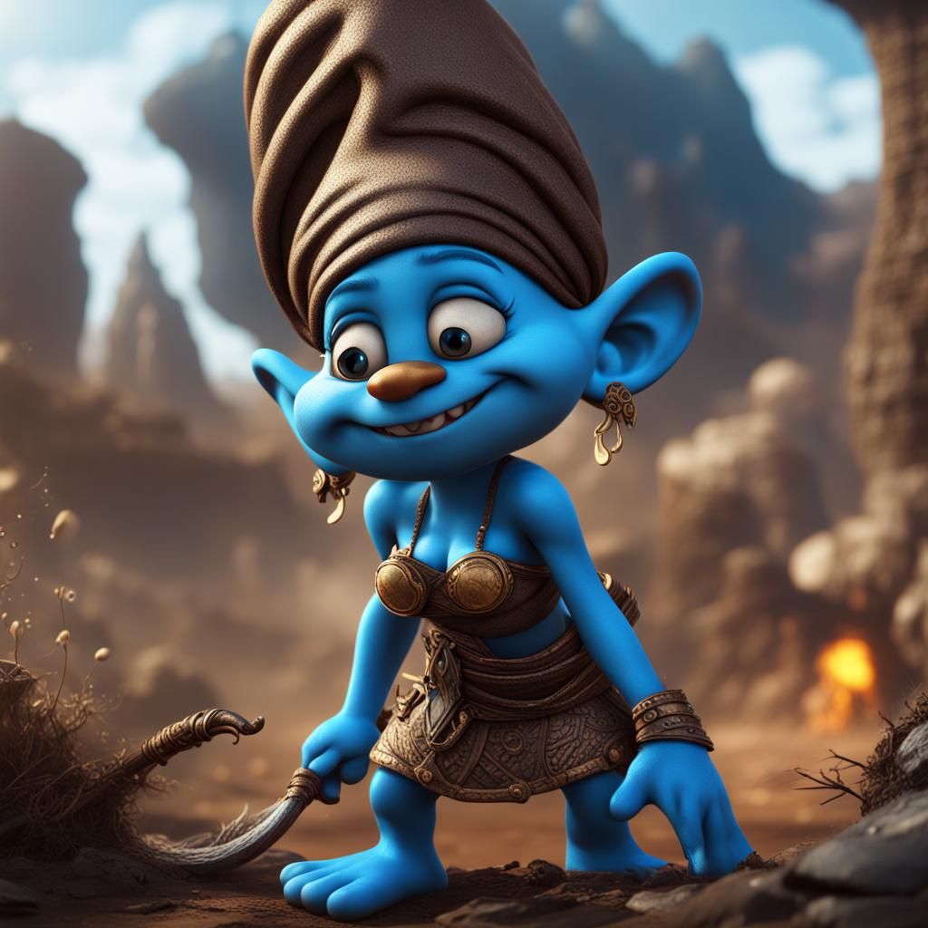 Evil African Smurfette Fantasy Concept Art