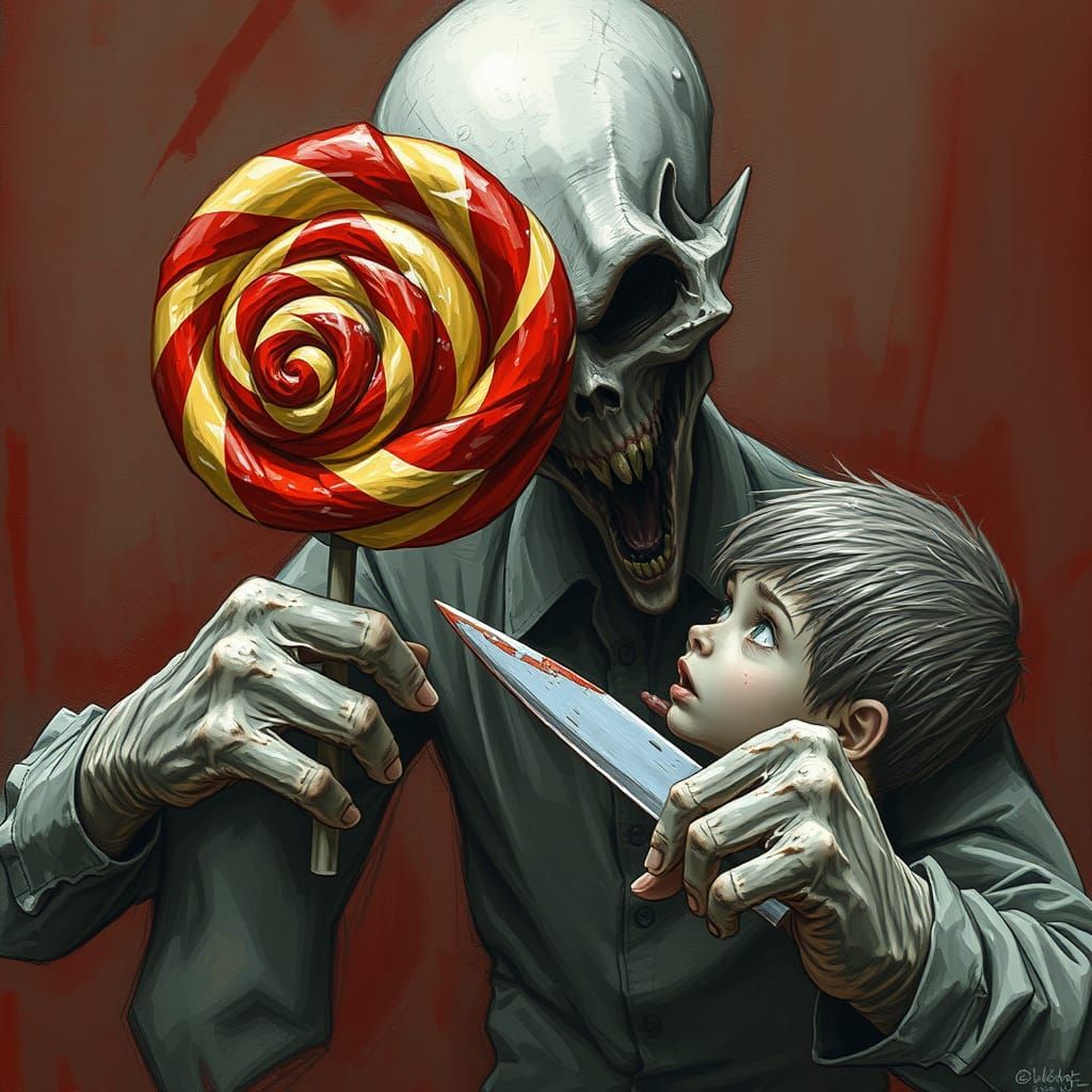 Surreal Portrait of a Candy Man with a Sinister Intent