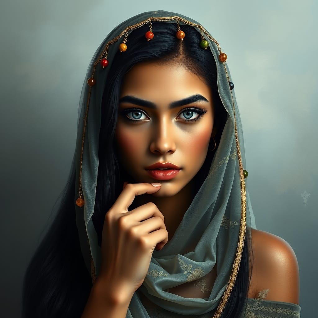 Hyper-Realistic Portrait of a Mexican Latina Woman in Elegan...