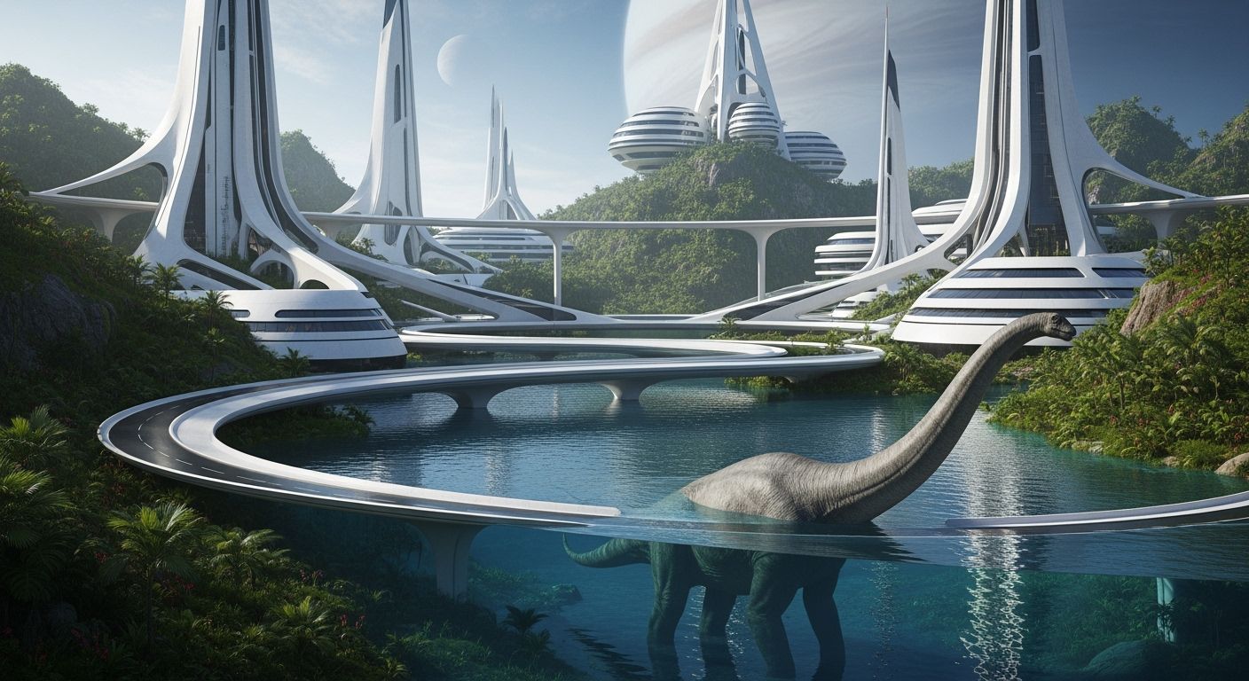 Lush Bunker City on Aquatic Planet: Sci-Fi Architecture