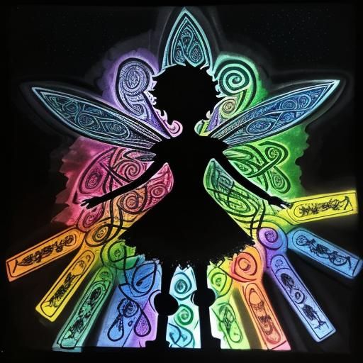 Crayon Fairy Silhouette with Celtic Knotwork