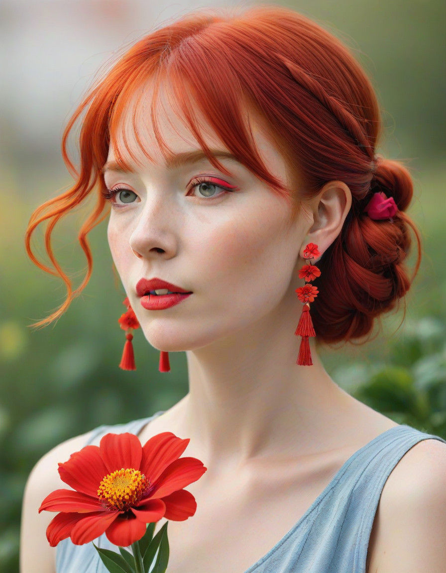 Vibrant Goddess in Red Elegance