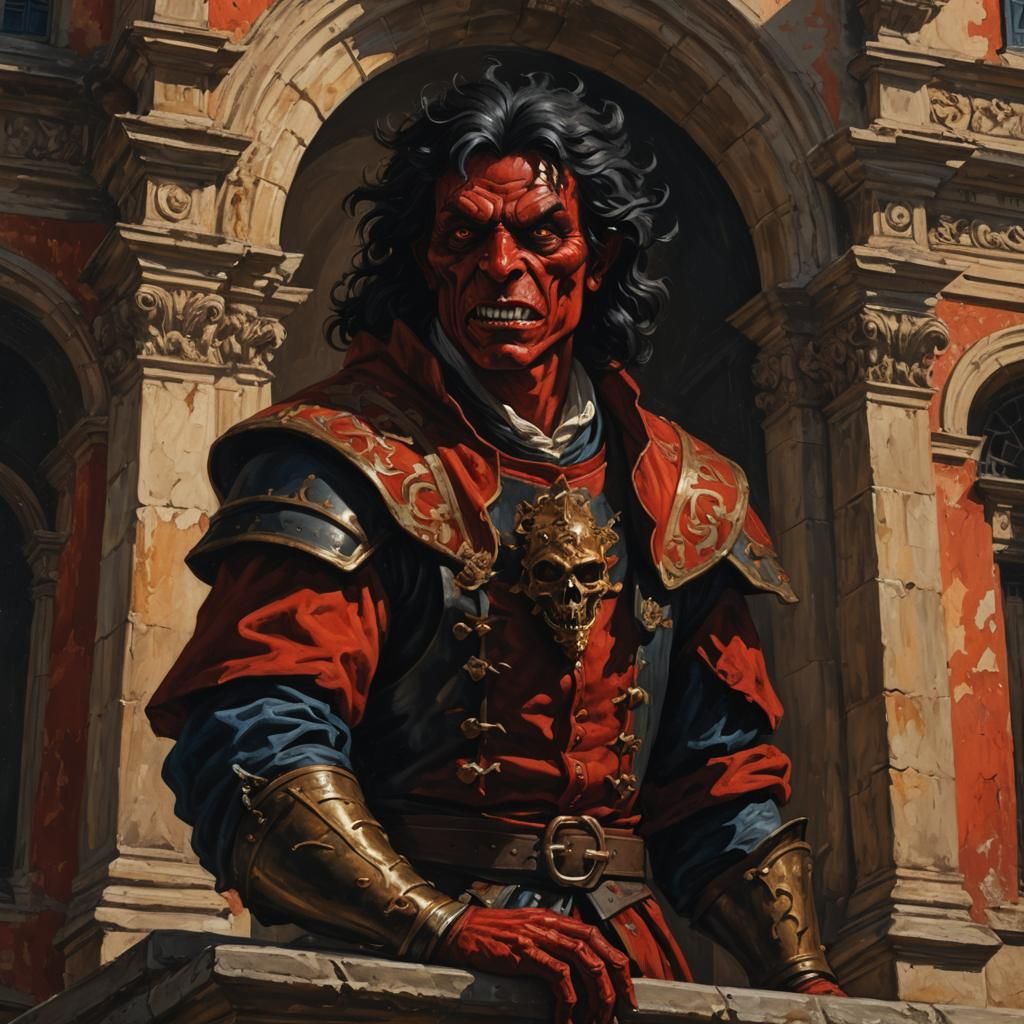 Hobgoblin Condottieri in Medieval Italy, Oil Painting