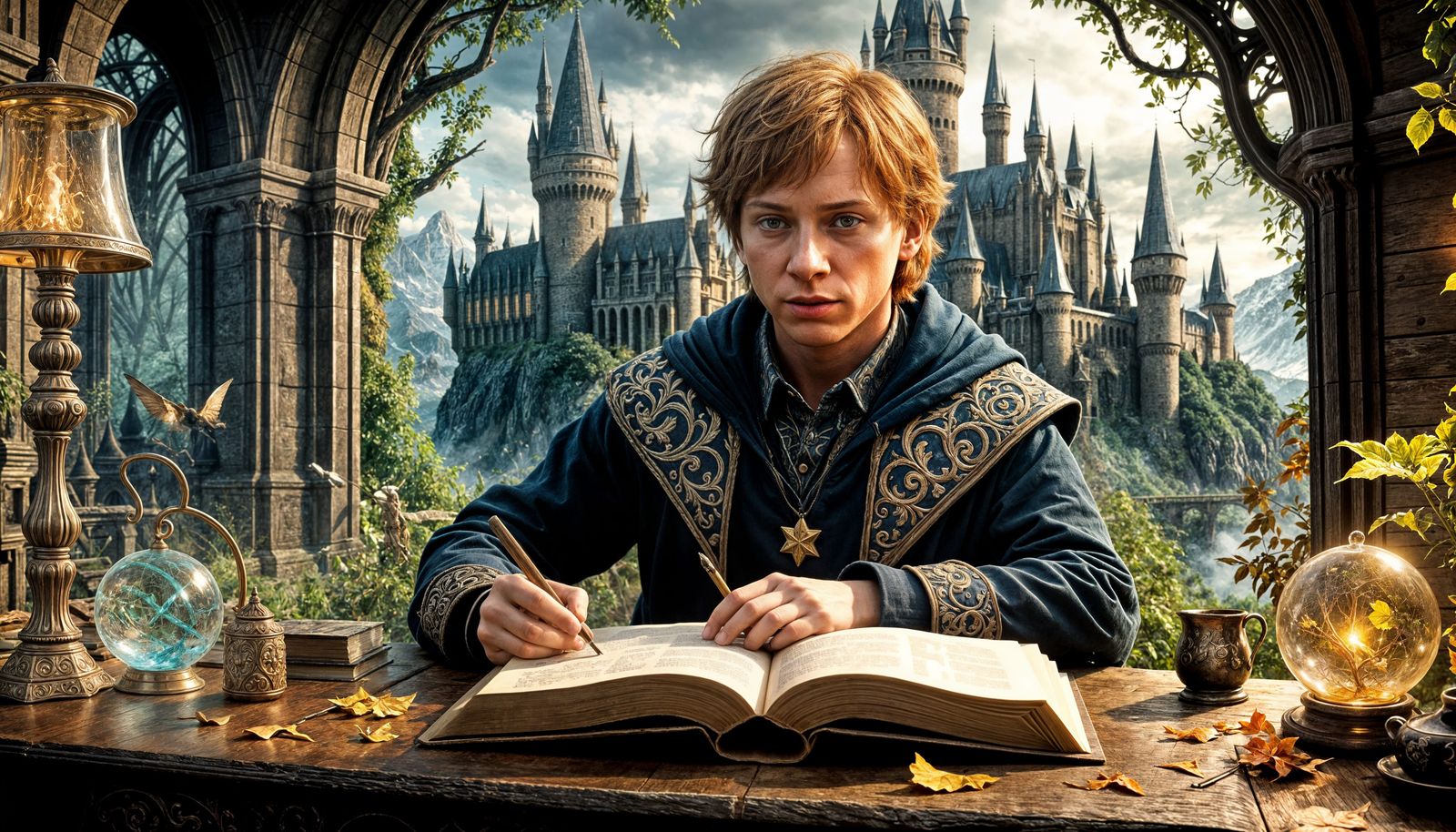 Ron Weasley Studying at Hogwarts in 3D