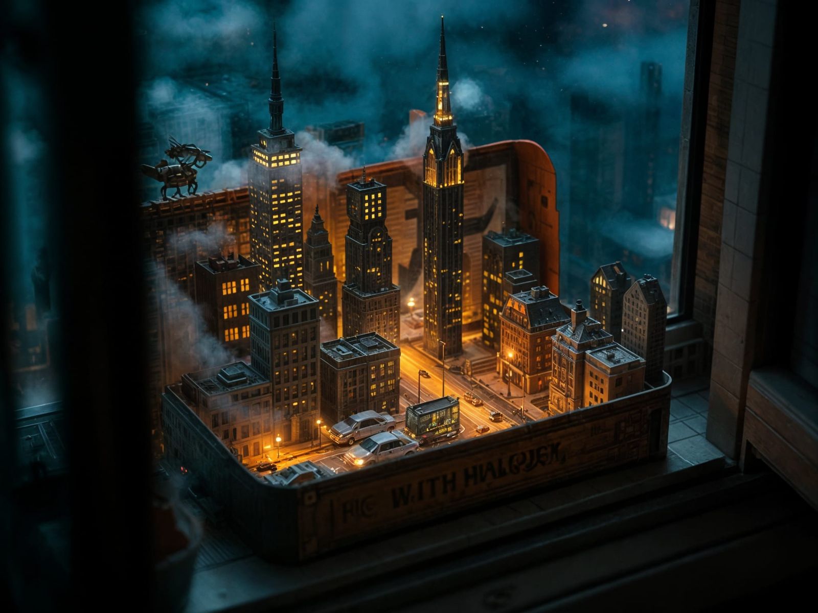 Surreal Miniature Cityscape Inside a Matchbox