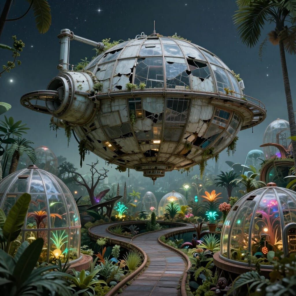 Derelict Space Station Reimagined as Lush Botanical Garden
