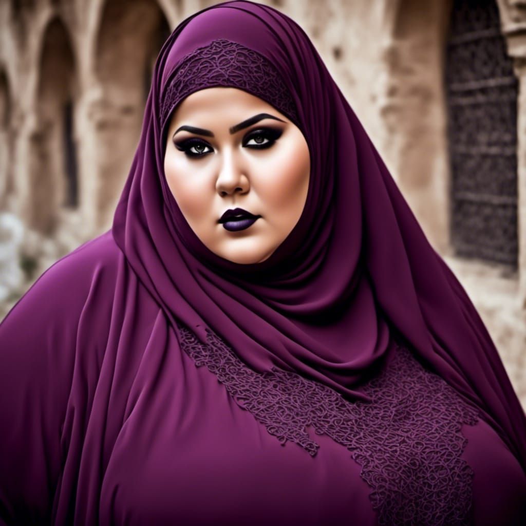 Curvy Woman in Purple Niqab