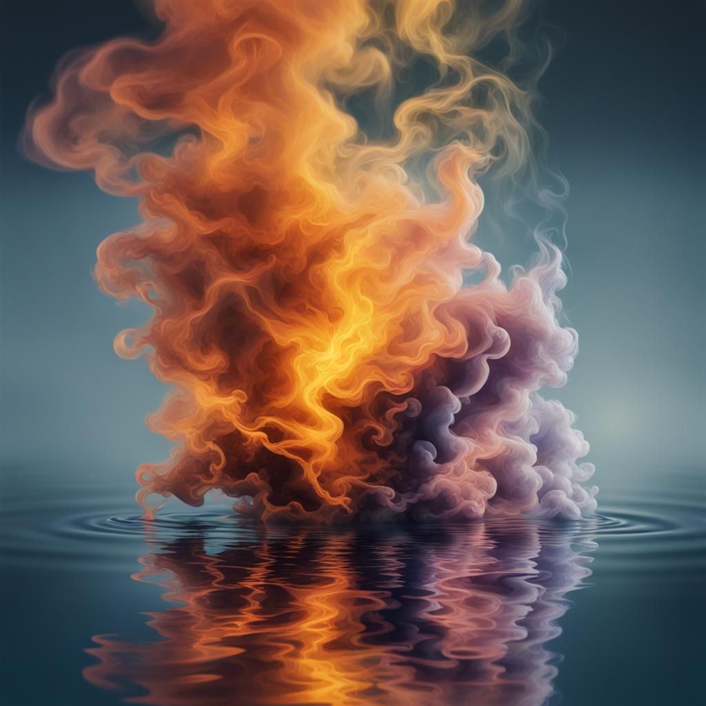 Smoke on the Water in Hyperrealistic Splash Art