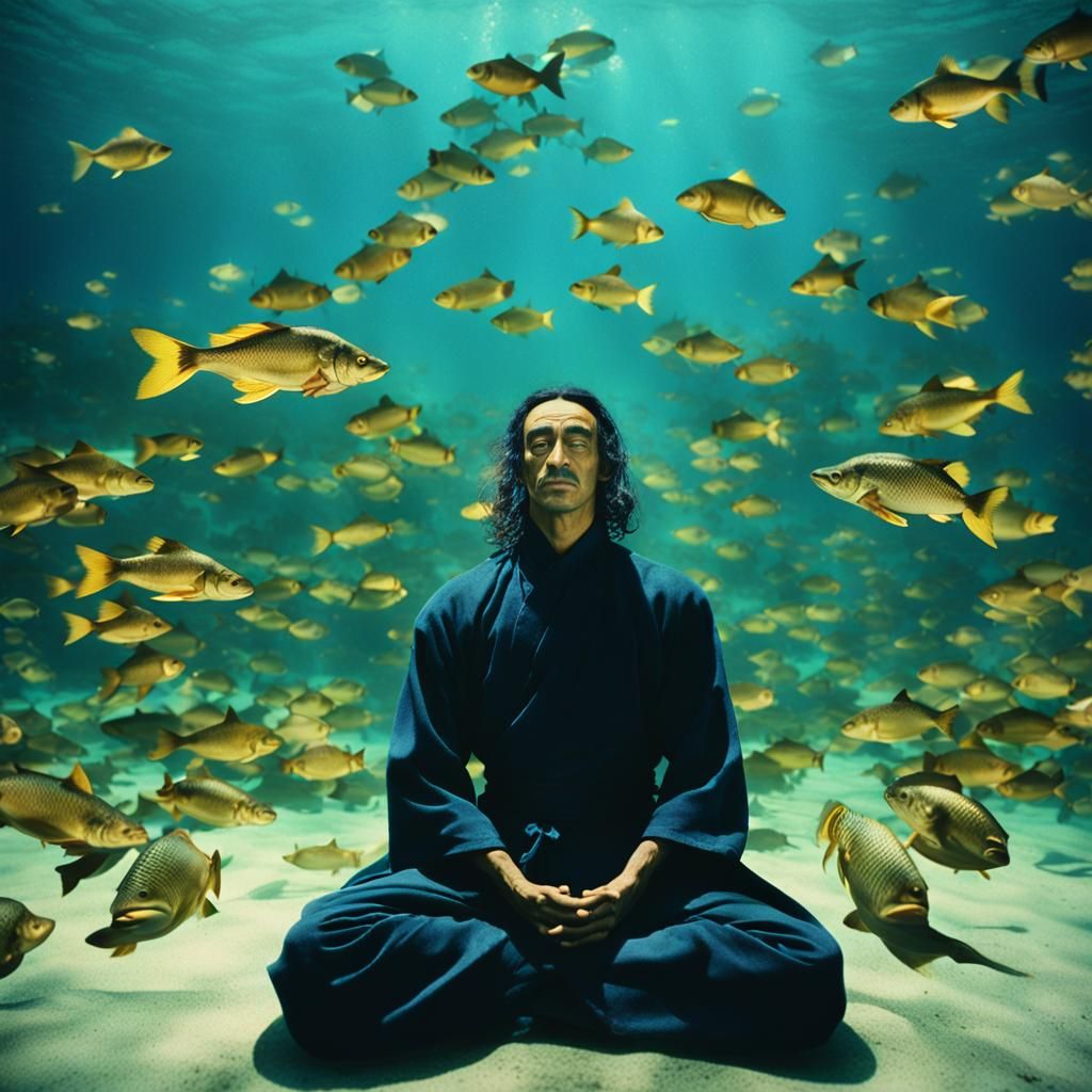 Underwater Ninja Meditation in Surreal Style