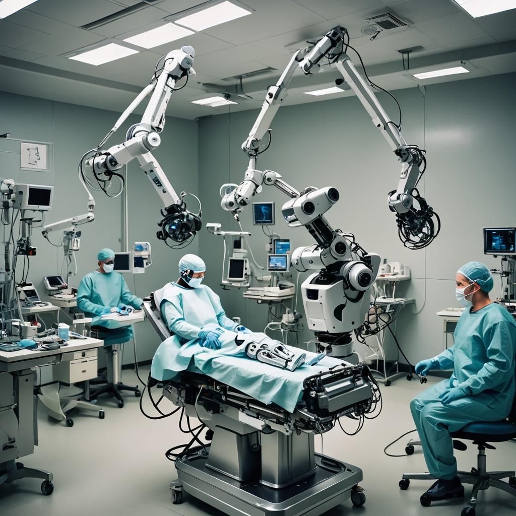 Robot Surgeon Performs Operation in Surgical Room