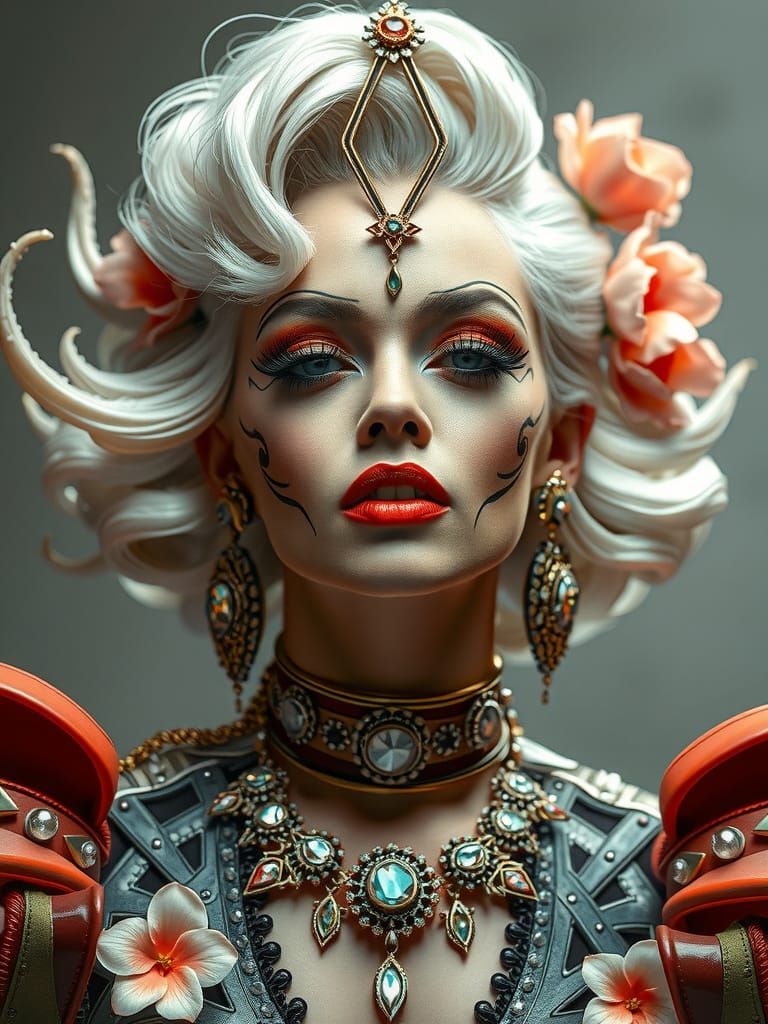 Cyberpunk Alien Queen: Marilyn Monroe in High Fashion