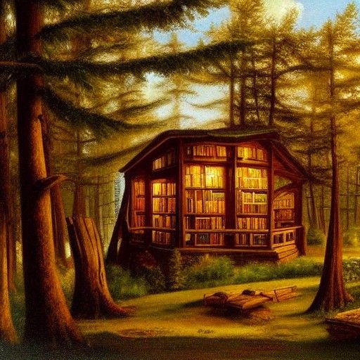 Forest Library: An Oil Painting in Gurney Style