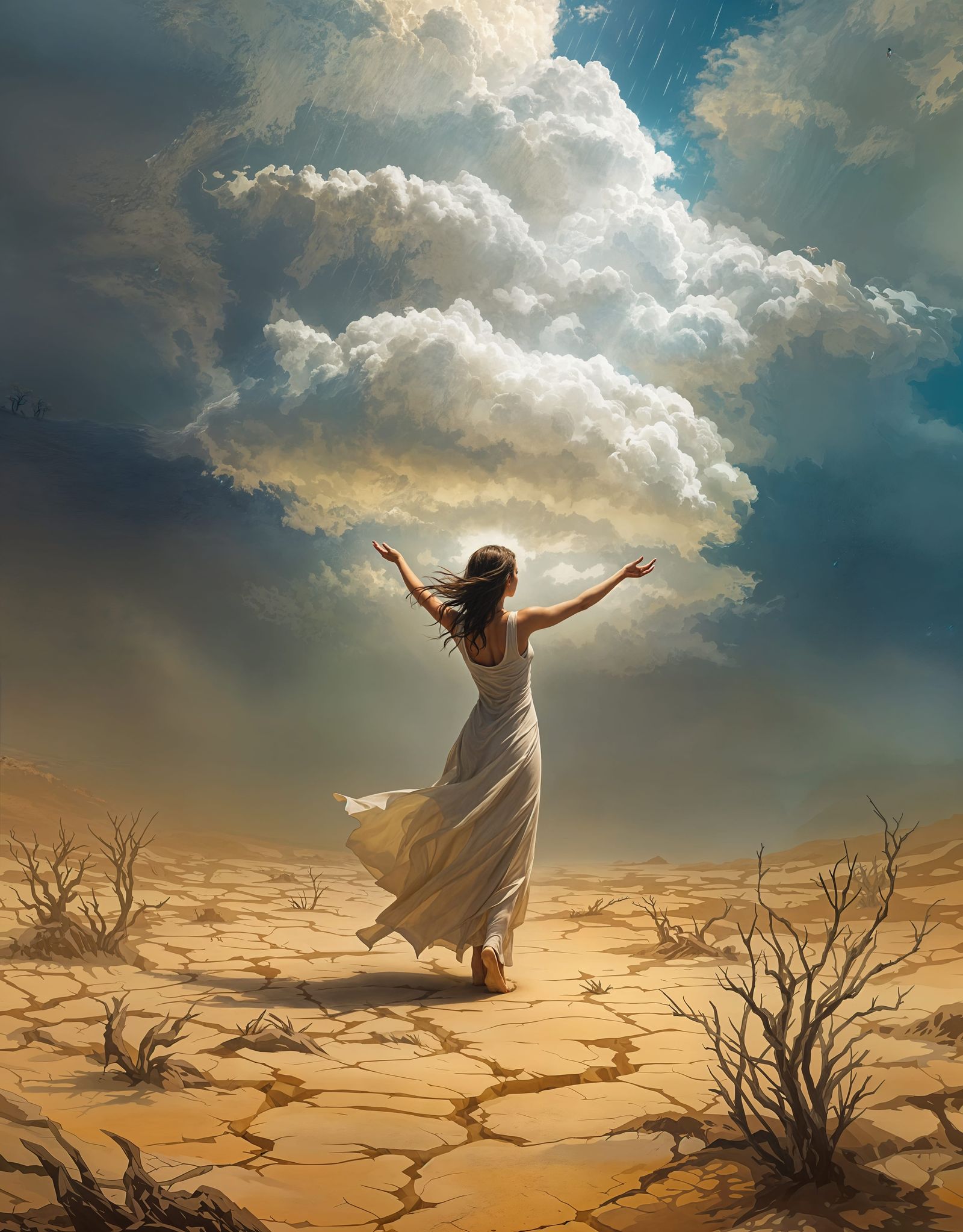 Hopeful Woman Brings Life to a Barren Land in Cyberpunk-Insp...