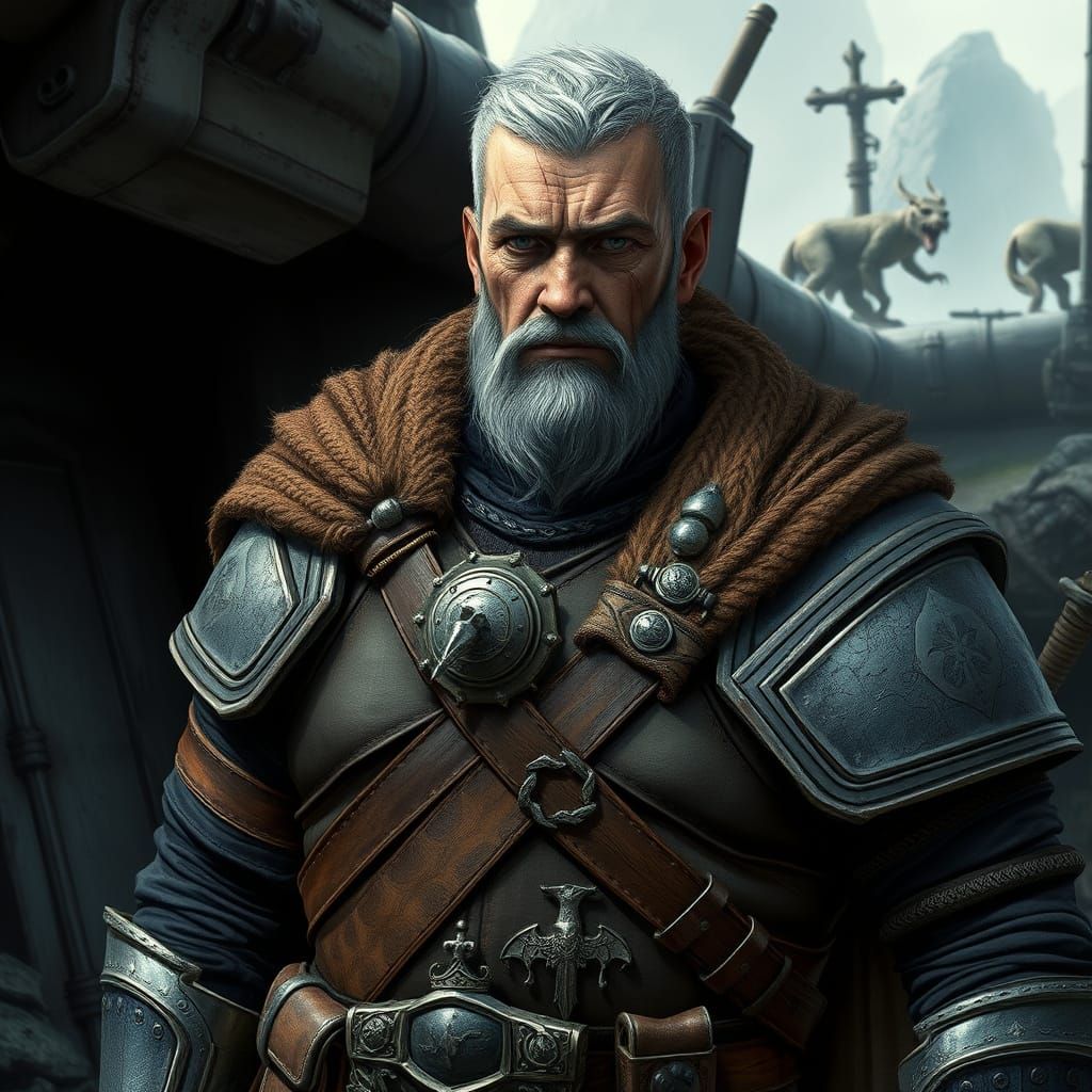 Confident Imperial Leader Standing in Fortified Residence on...