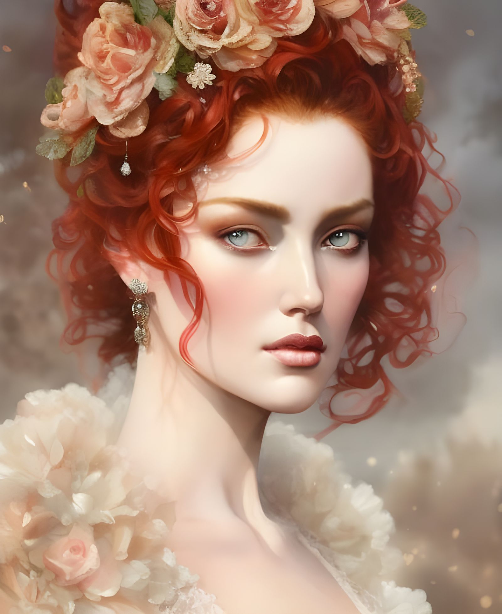 Fantasy Goddess Portrait in Watercolor Style