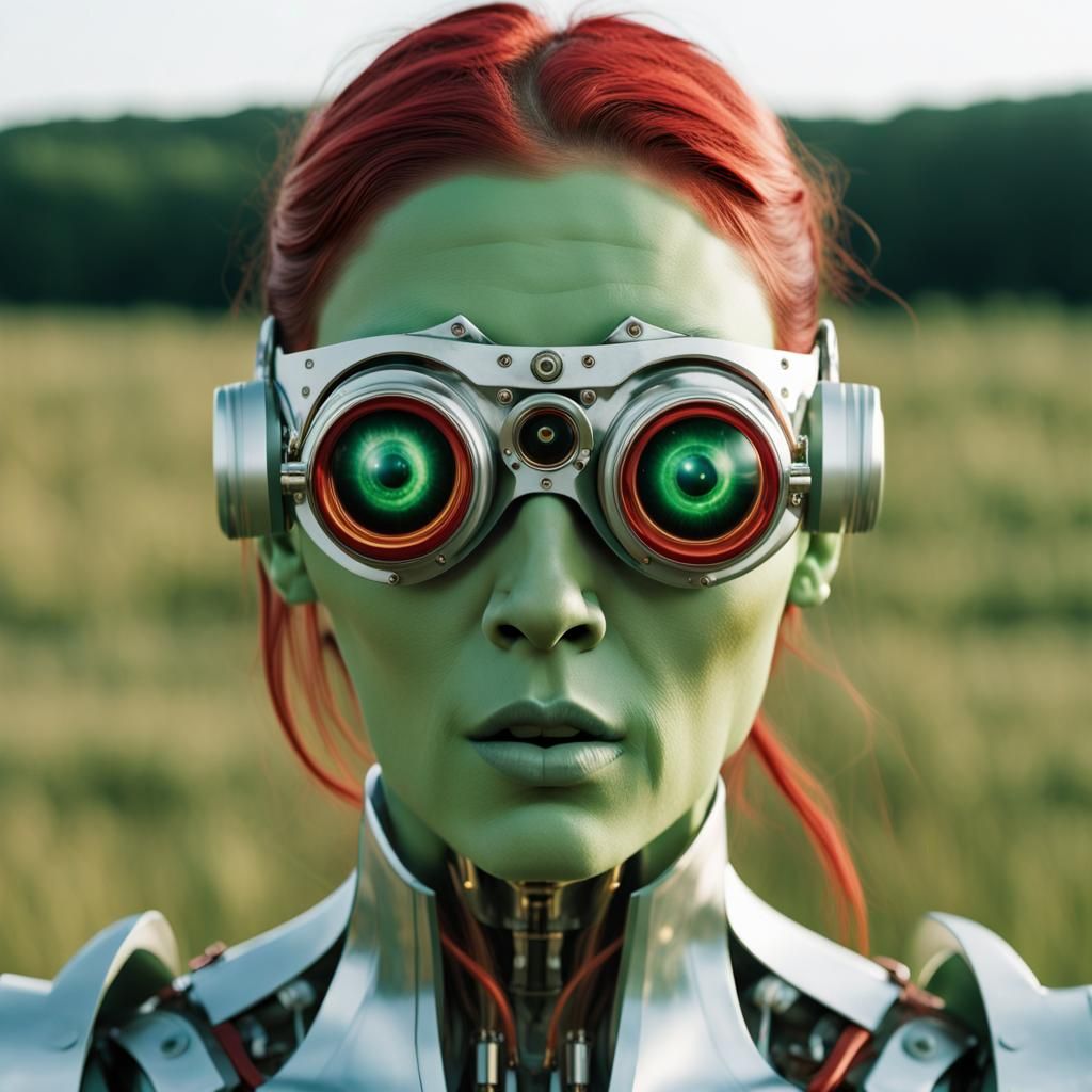 Cyborg Woman Portrait in Cinematic Style