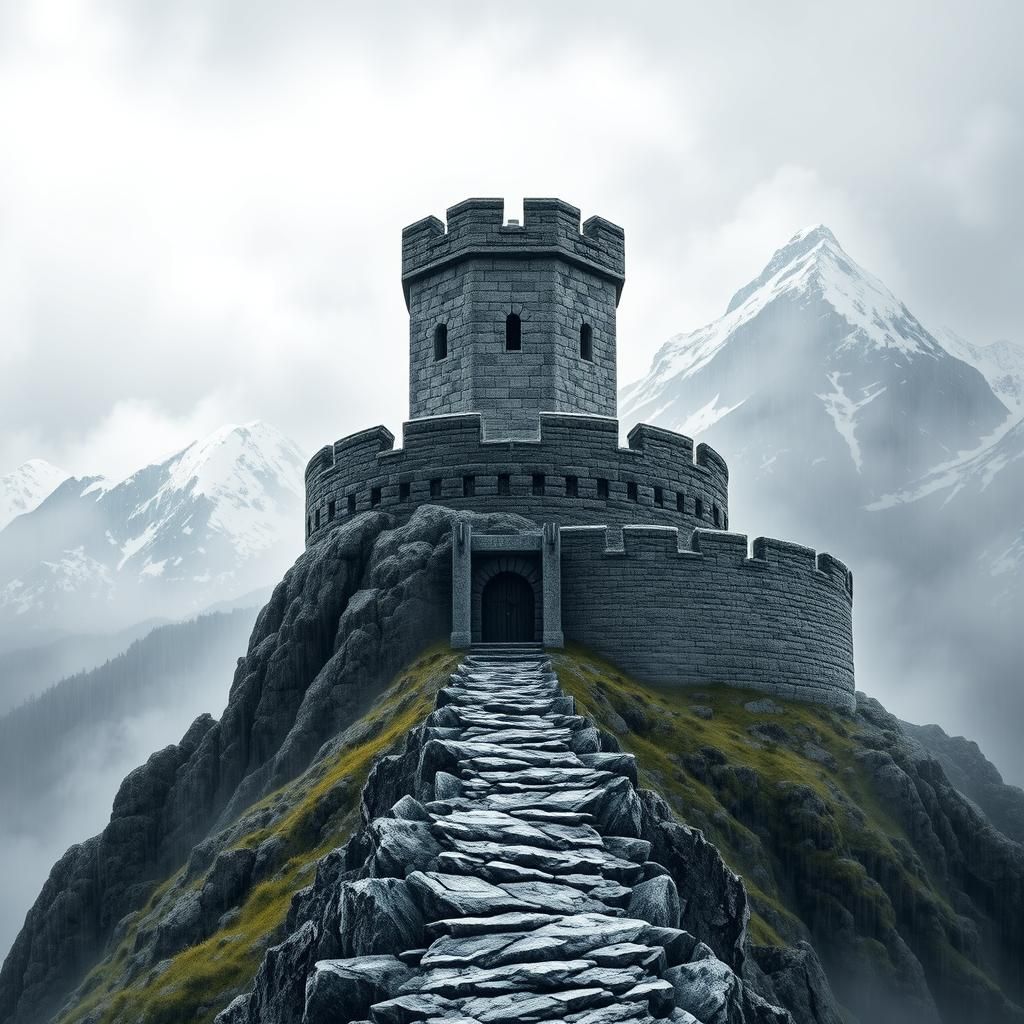 Arcane Wizard Tower on Mountain in Fractal Style