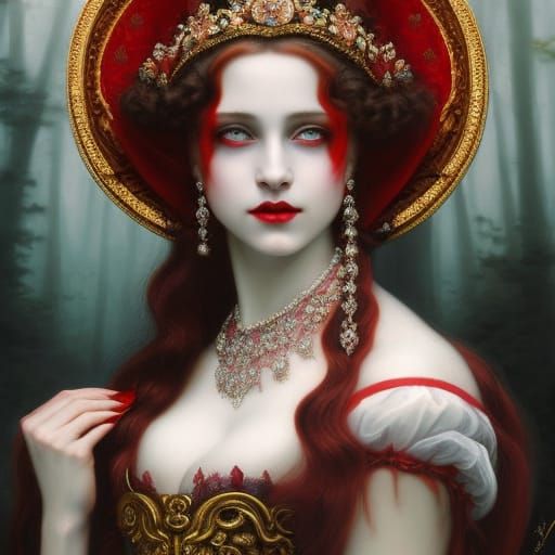 Imagined Portrait of a young Elizabeth Bathory, fresh from her bloodbath.