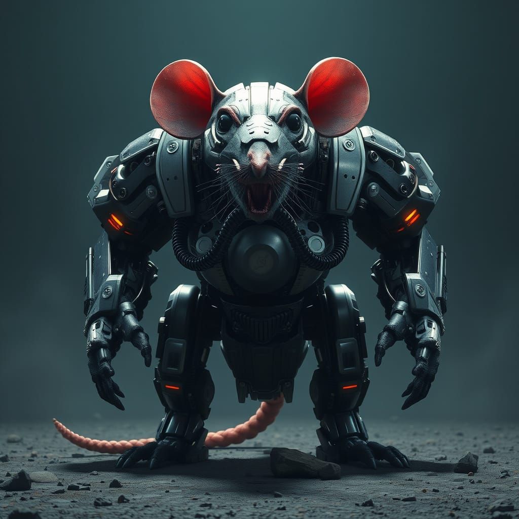 Cyberpunk Rat Exterminator Dominates Futuristic Landscape