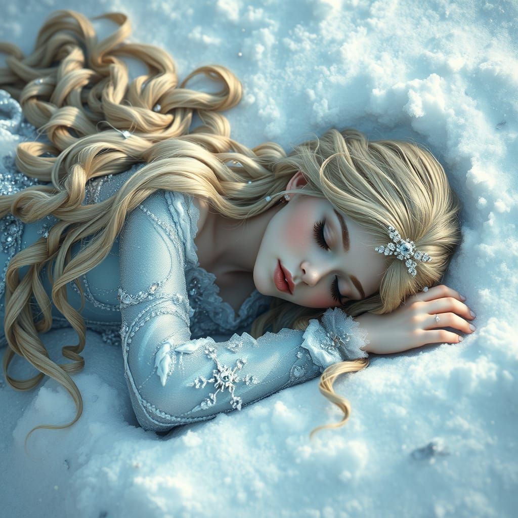 Regal Winter Princess in a Serene Landscape