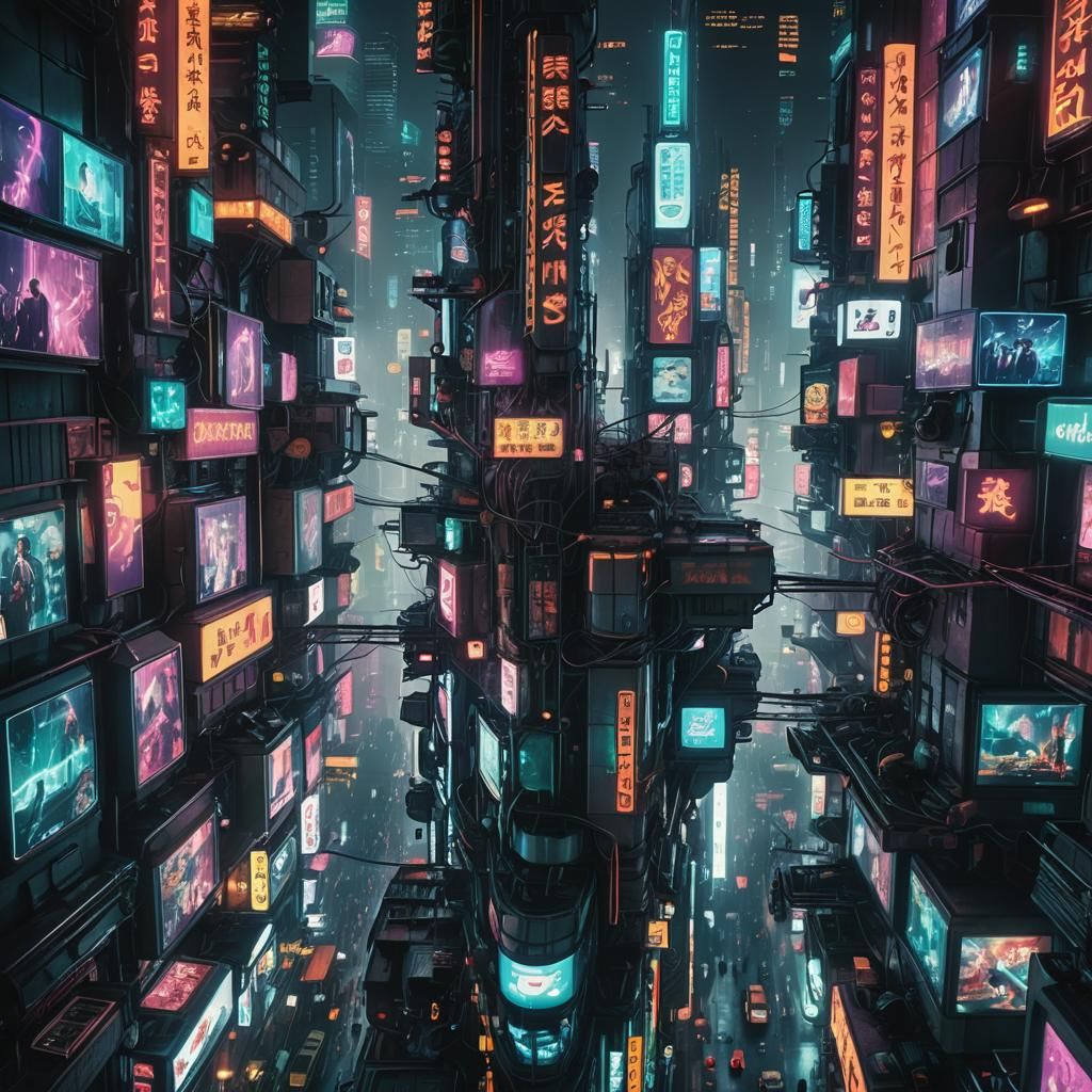 Vibrant Cyberpunk Metropolis under Neon Glow