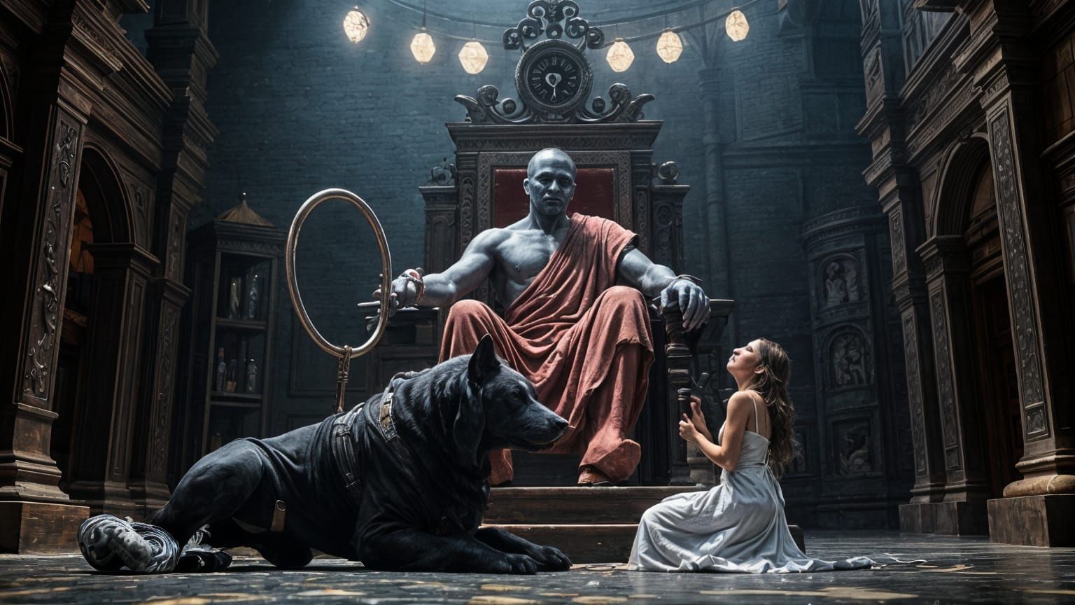 Authoritarian Blue Giant Commands with Threatening Presence