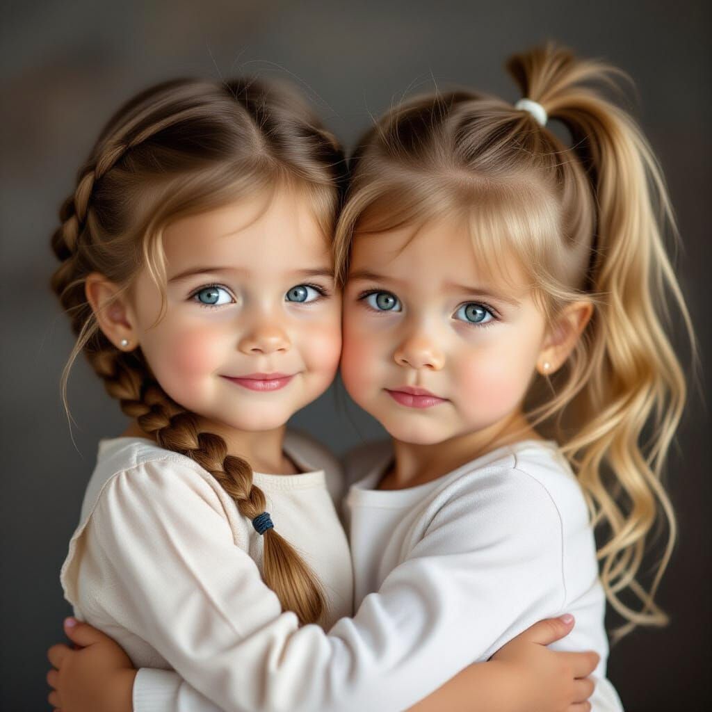 Two Young Girls Embrace: One Loving, One Cold