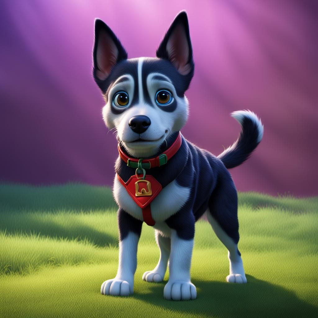 Realistic Cartoon Dog in 3D Digital Art Style