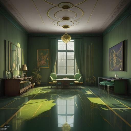 Art Deco Room with Graffiti and Watercolour Accents