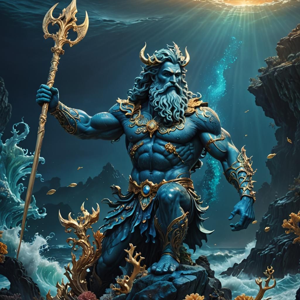 Poseidon, Sea God, Digital Matte Painting