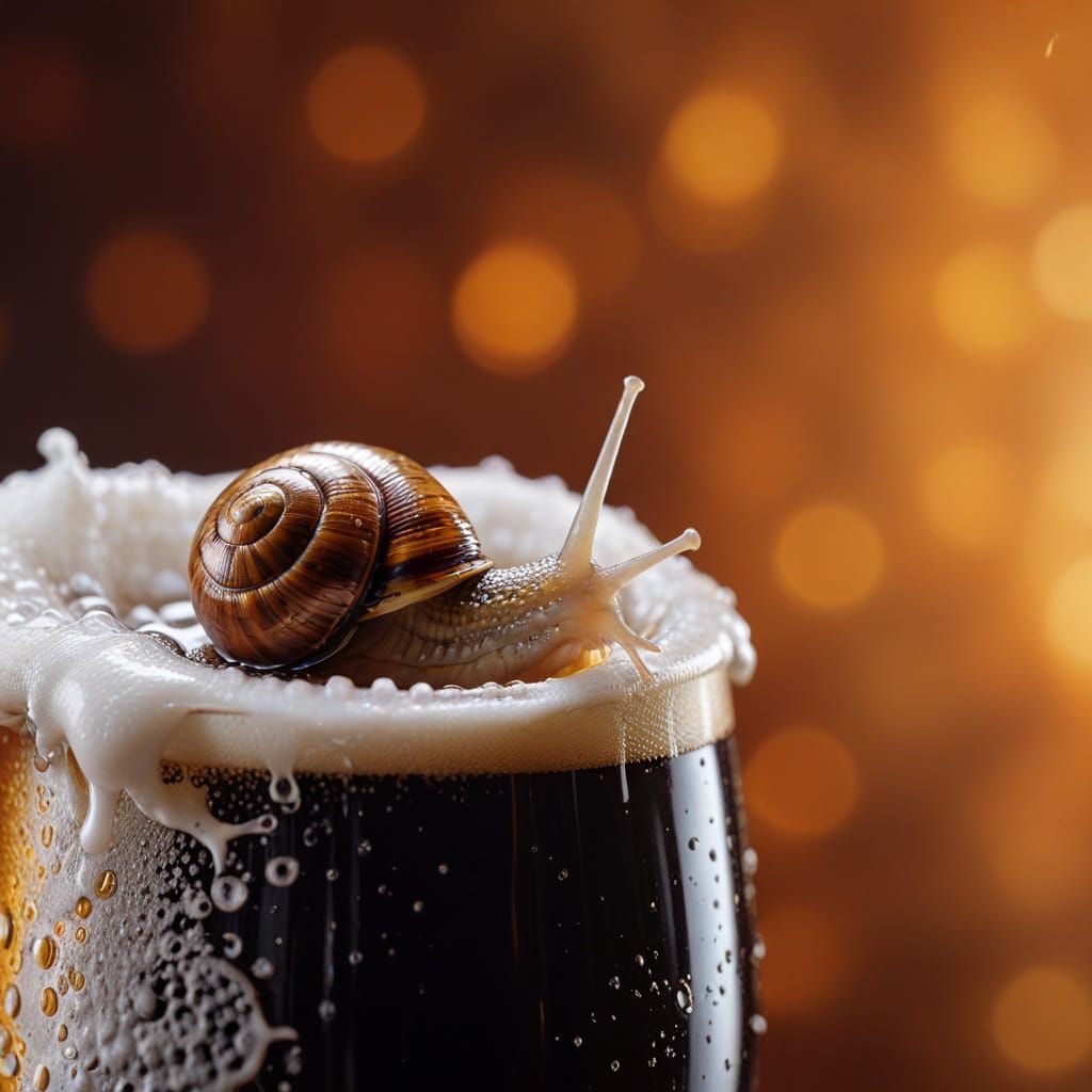 Surreal Snail Savoring Rich Beer