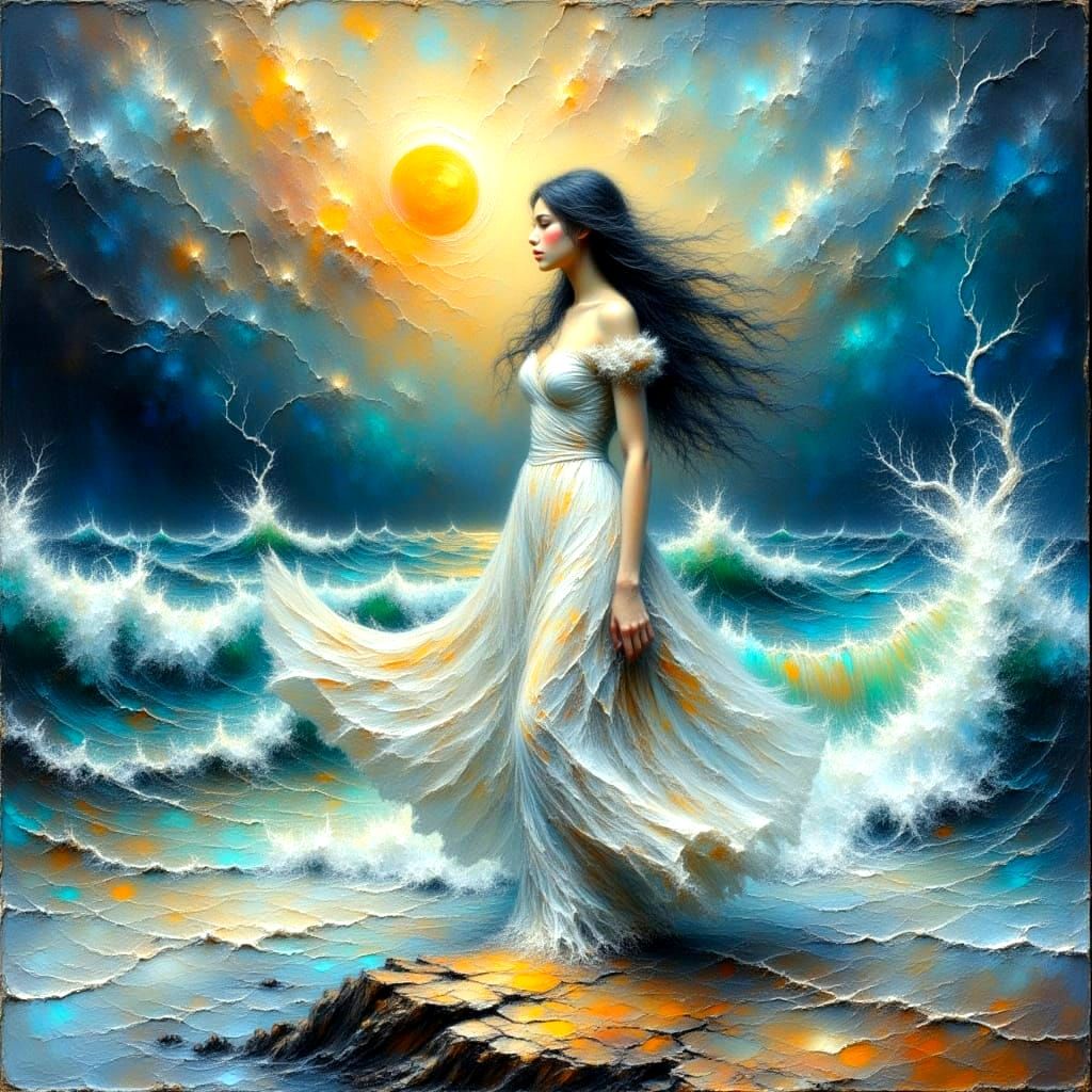 The Serene Heart of Turbulence in Vibrant Oil Painting