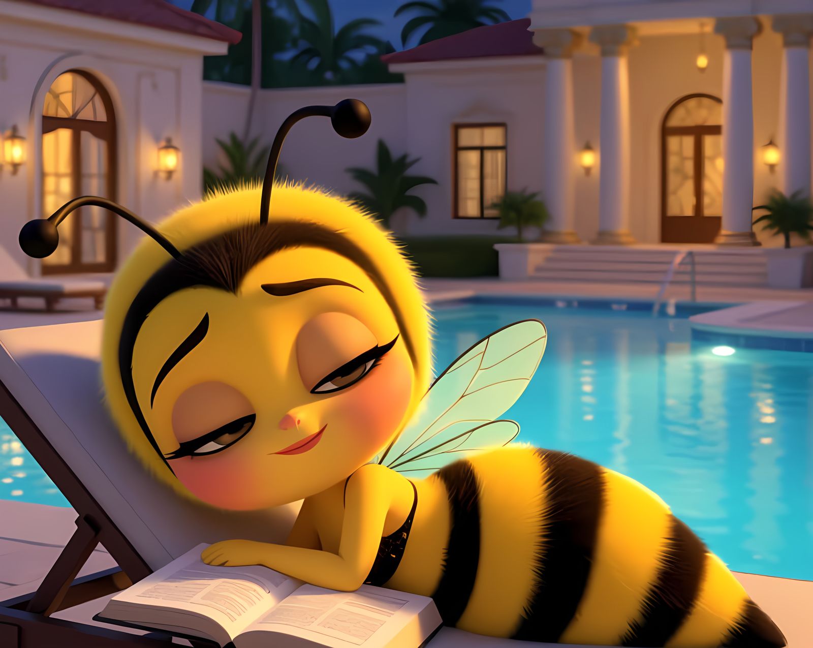 Anthropomorphic Bee Starlet in Art Deco Setting