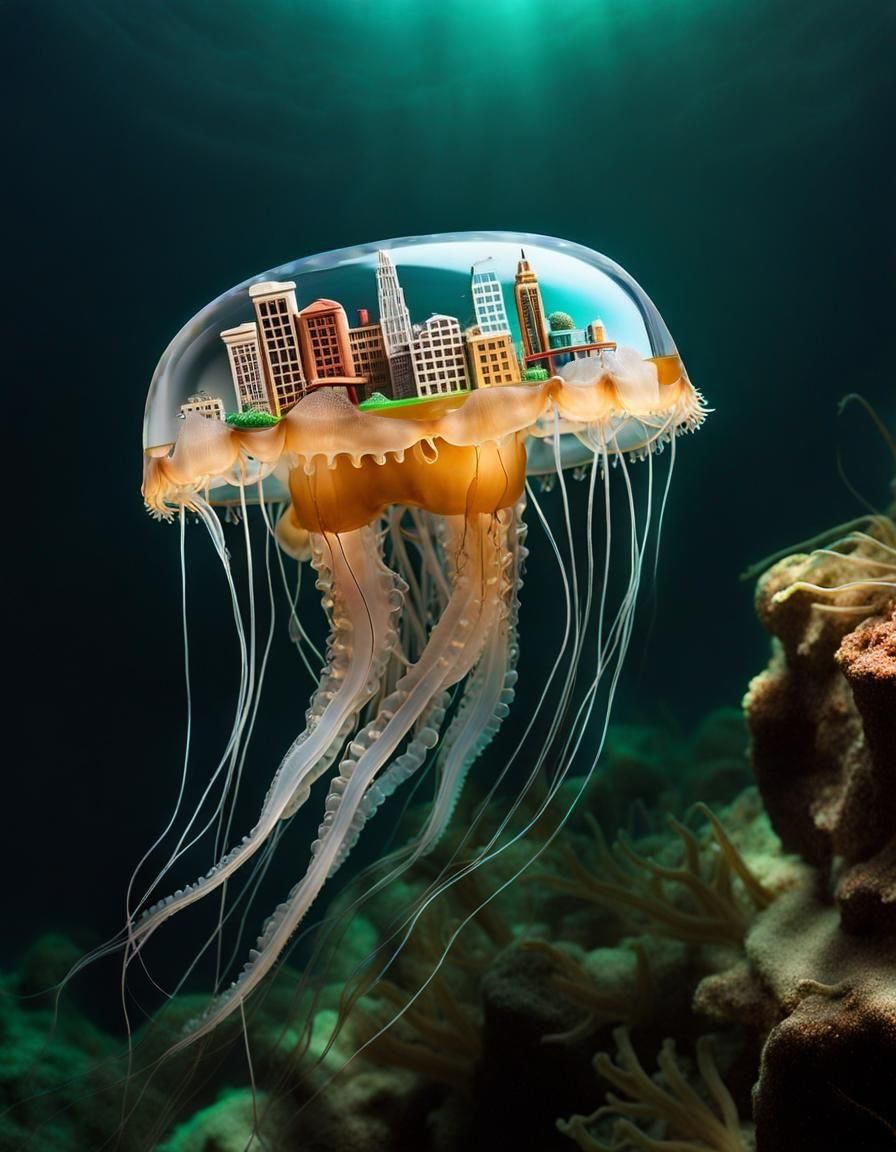 Surreal Art Deco Metropolis in Clear Jelly