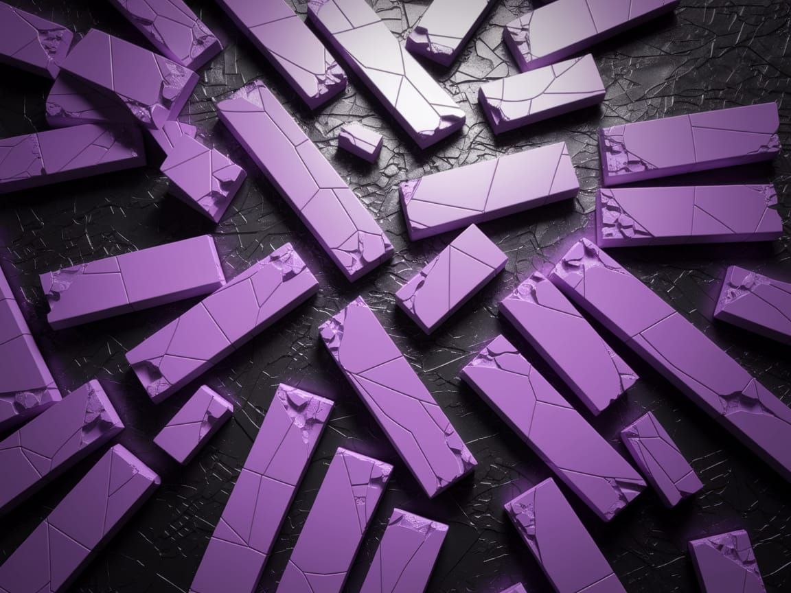 Abstract Shattered Purple Tiles in Digital Art Style