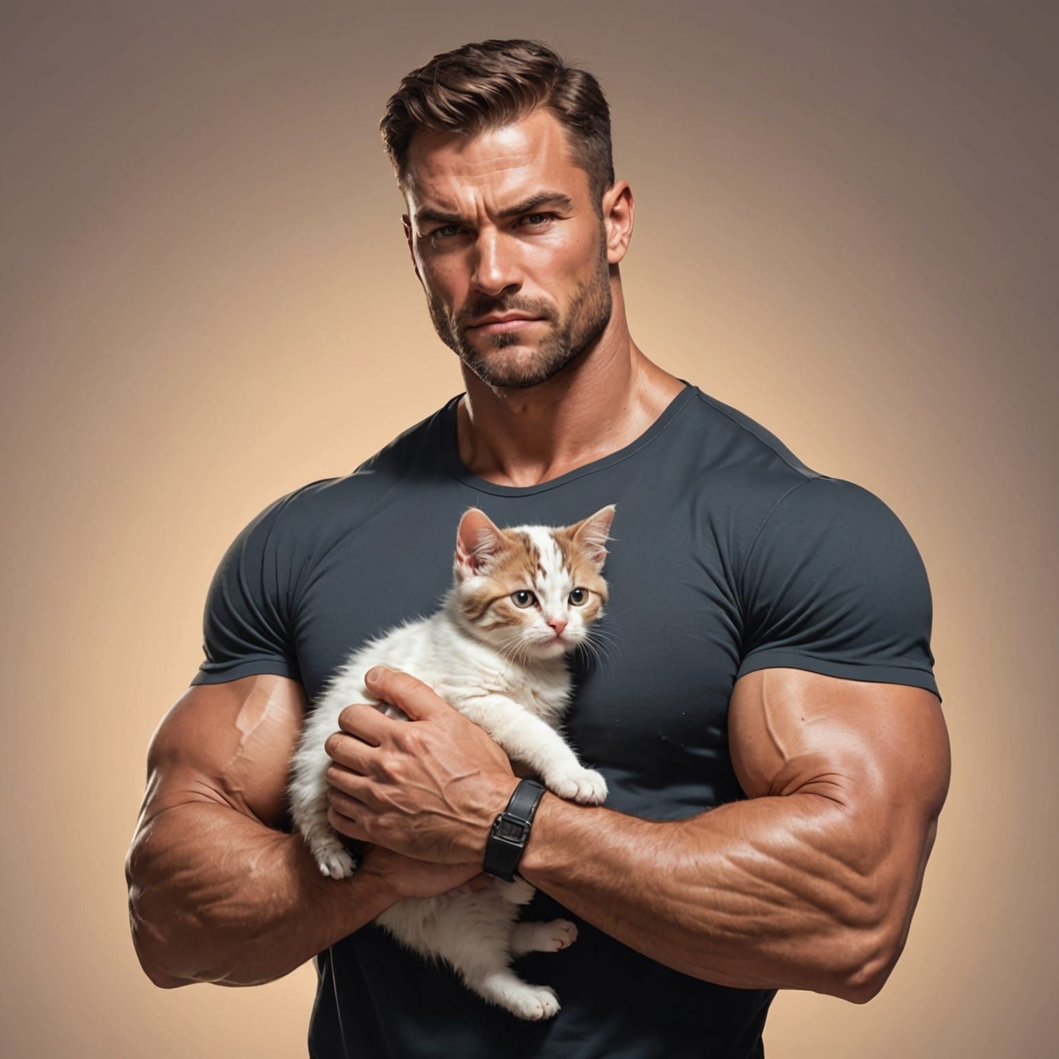 Gentle Giant Man Cradles Tiny Kitten in Wholesome Cartoon St...
