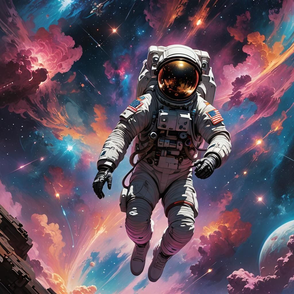 Astronaut in Galaxy: Sci-Fi Digital Matte Painting
