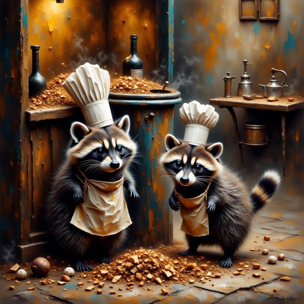 Raccoons Become Chefs in Paris Kitchen