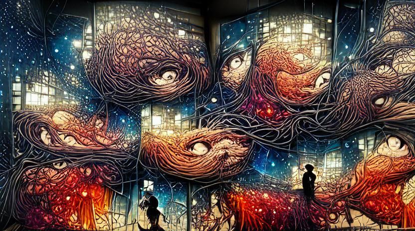 Unraveling Reality: Cosmic Horror in Abstract Style