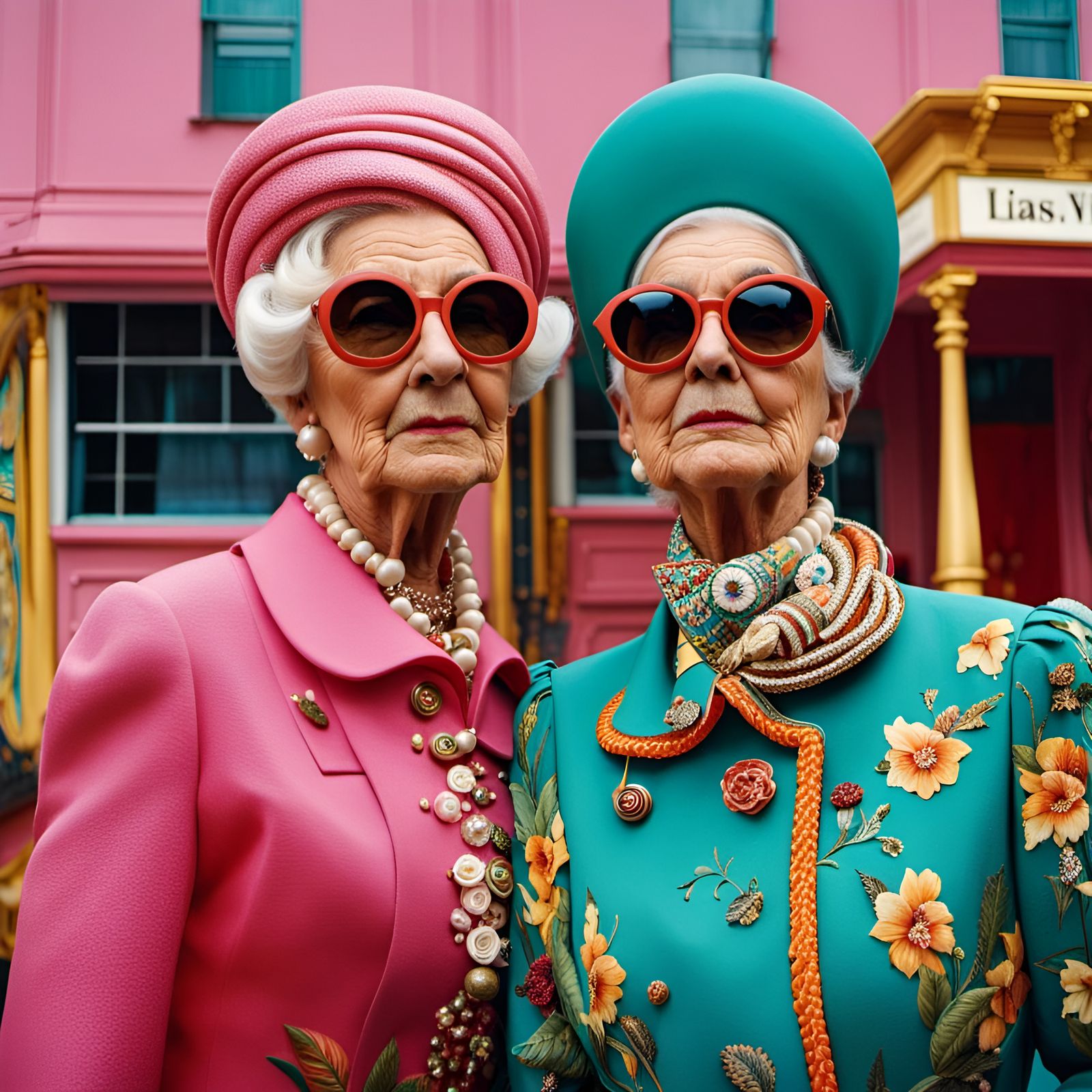 Stylish Old Ladies in Elaborate Costumes