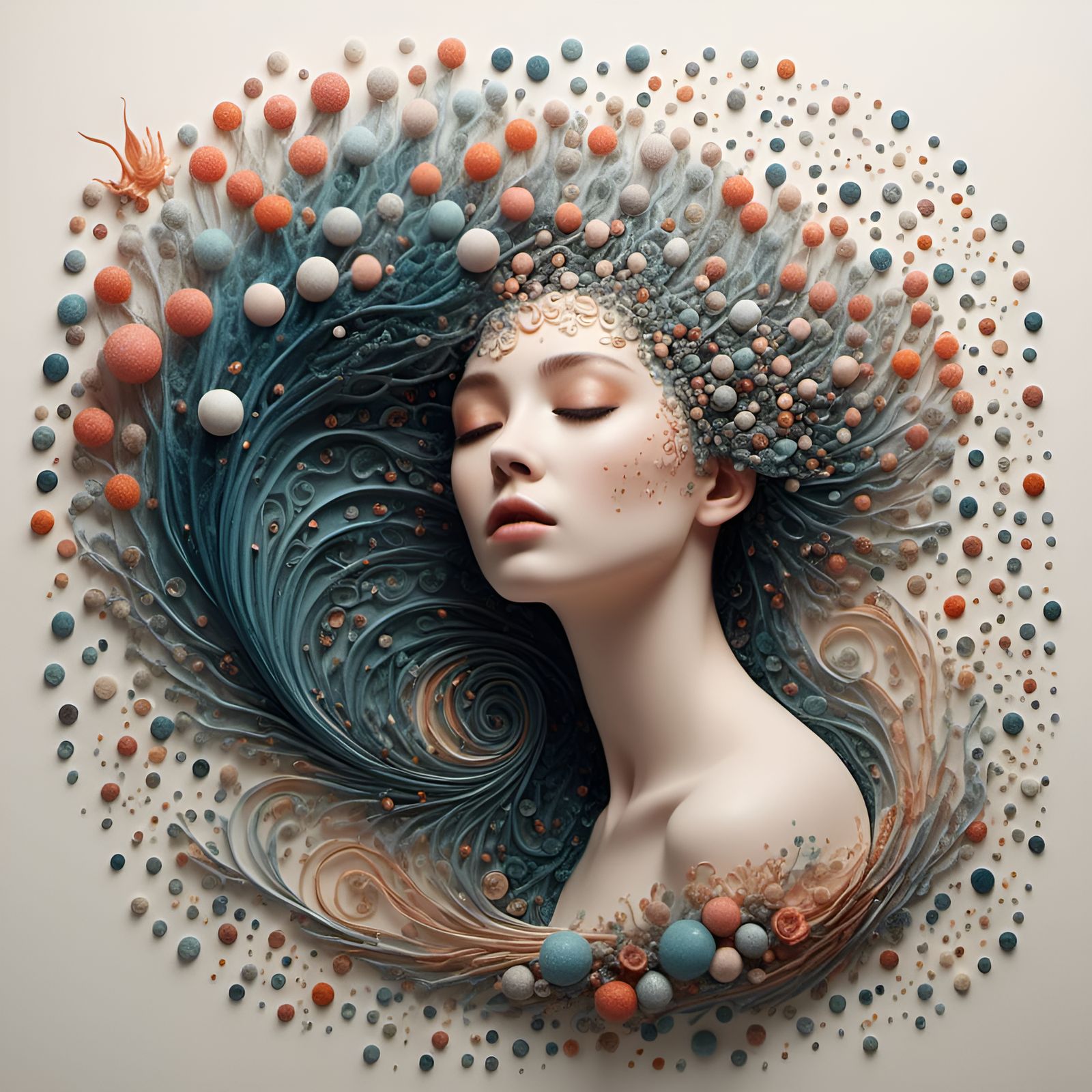 Surreal Minimalist Portrait with Celestial Design